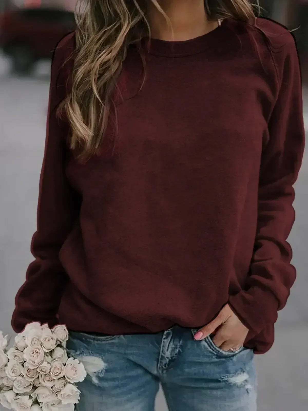 Women's Autumn/Winter Tops  Long-sleeved Crew-neck T-shirt