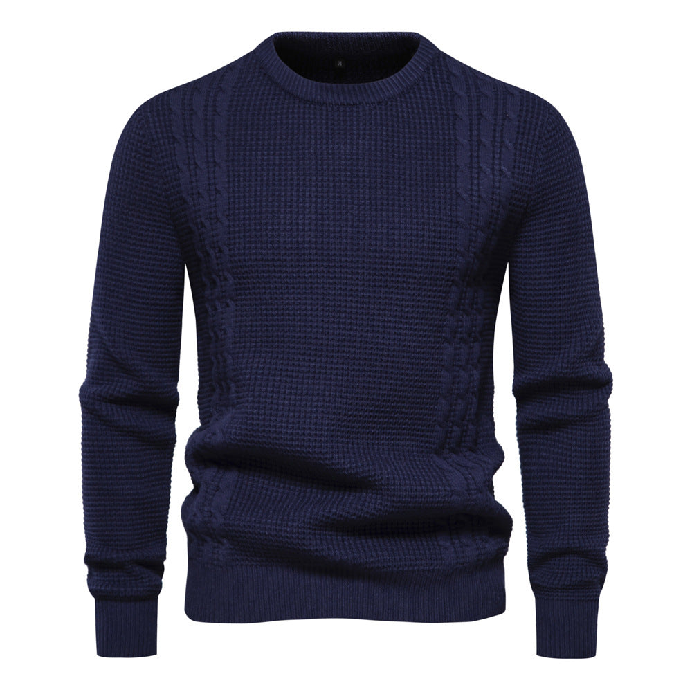 Herren lässiger warmer Pullover mit Rundhalsausschnitt und leichtem Stretch-Anteil