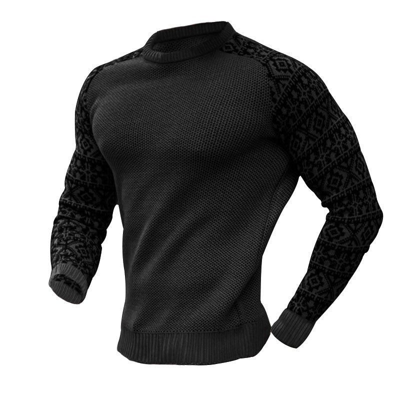 Herren Pullover Lässiger Langarm Rundhals-Pullover