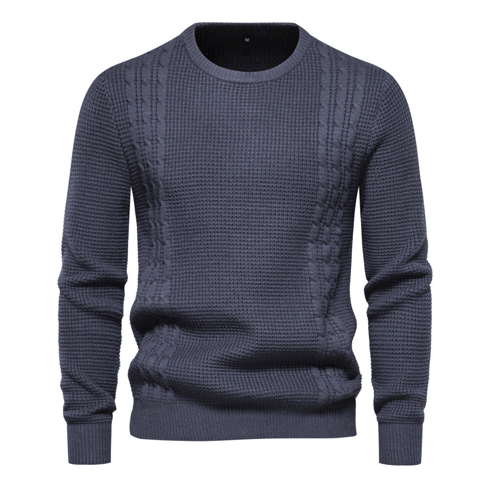 Herren lässiger warmer Pullover mit Rundhalsausschnitt und leichtem Stretch-Anteil