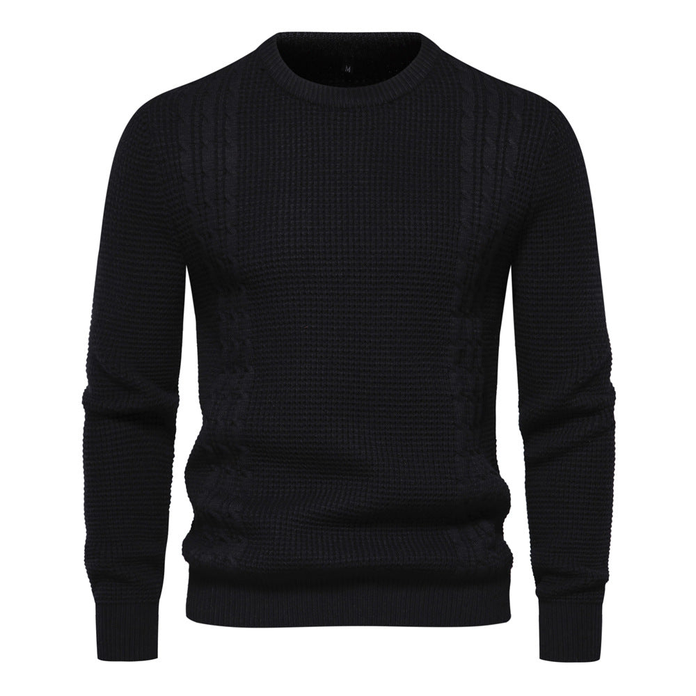 Herren lässiger warmer Pullover mit Rundhalsausschnitt und leichtem Stretch-Anteil