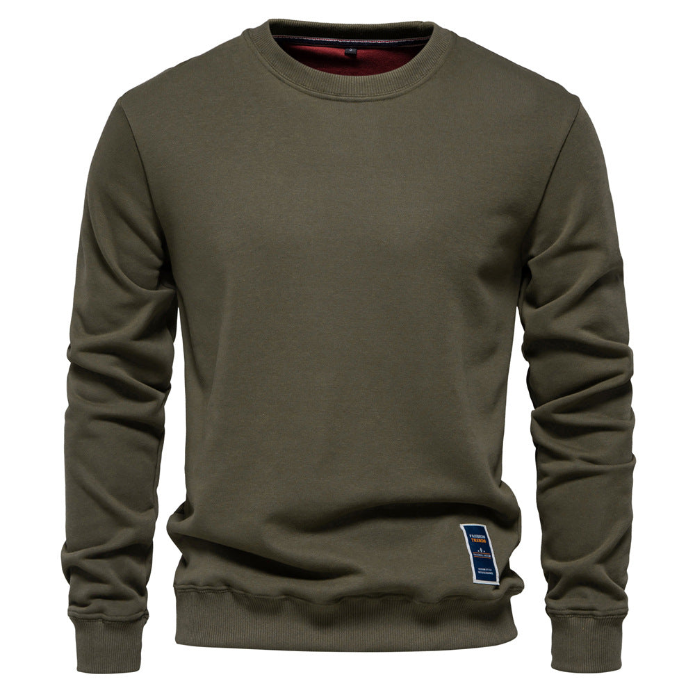 Herren Strickpullover mit Rundhalsausschnitt, einfarbig