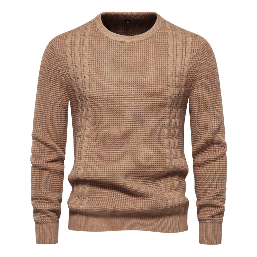 Herren lässiger warmer Pullover mit Rundhalsausschnitt und leichtem Stretch-Anteil