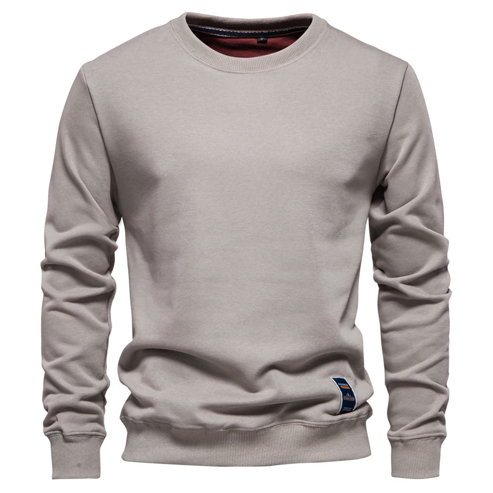 Herren Strickpullover mit Rundhalsausschnitt, einfarbig