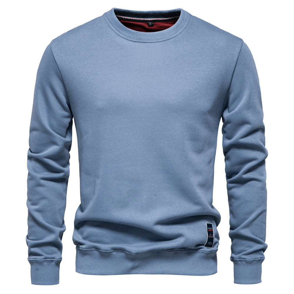 Herren Strickpullover mit Rundhalsausschnitt, einfarbig