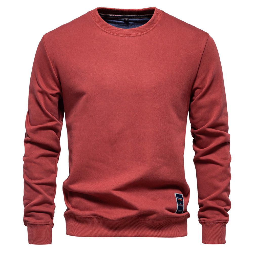 Herren Strickpullover mit Rundhalsausschnitt, einfarbig