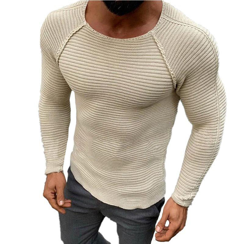 Herren Pullover mit Rundhalsausschnitt, Raglanärmeln und einfarbigem Design
