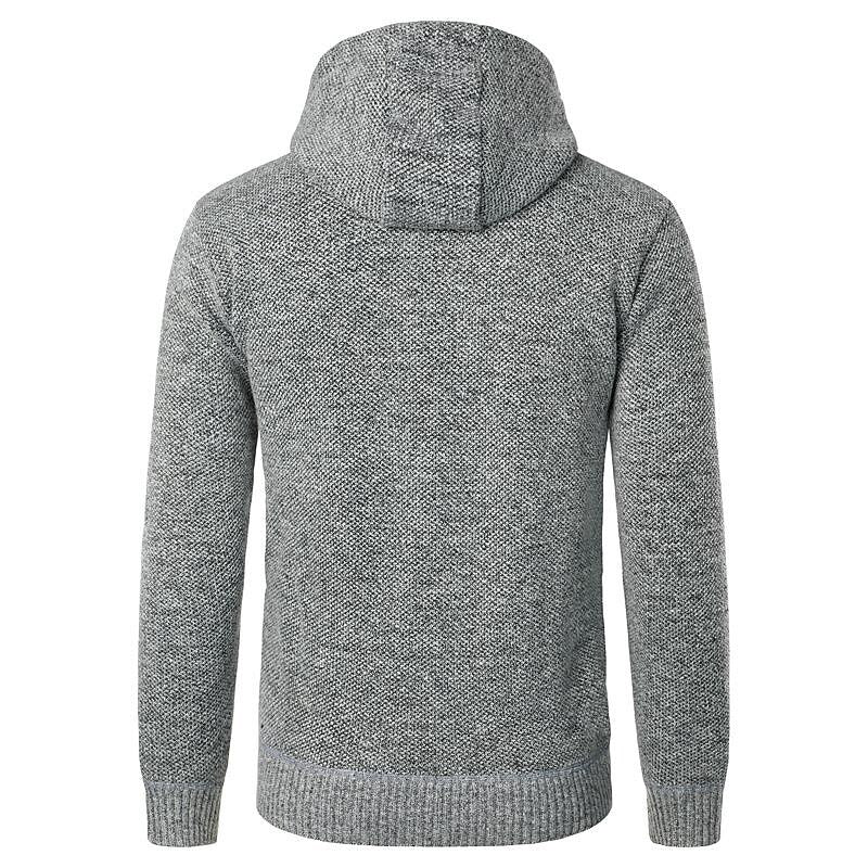 Men's Fleece Padded Patchwork Zipper Hooded Cardigan