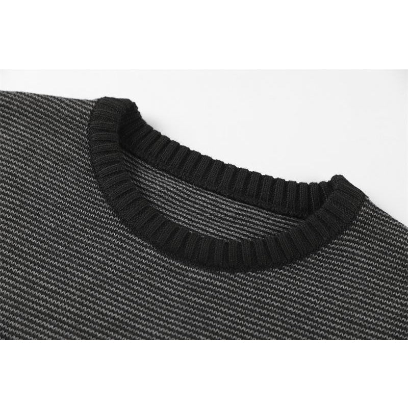 Men's Contrast Neck And Hem Slim Fit Crew Neck Pullover Sweater