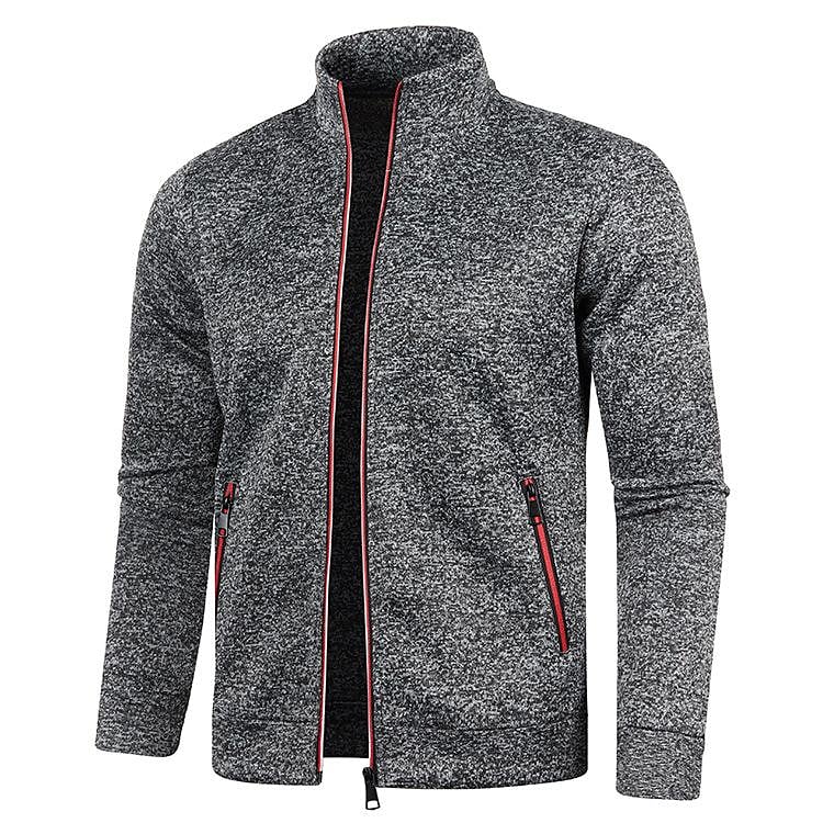 Herren Stehkragen Cardigan Langarm Dünner Fleece-Pullover