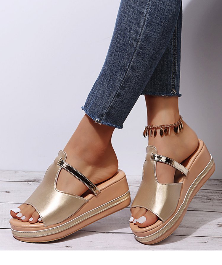 🔥Letzter Tag der Aktion 50% RABATT - Damen Leder Plateau Keil Orthopädische Sandalen