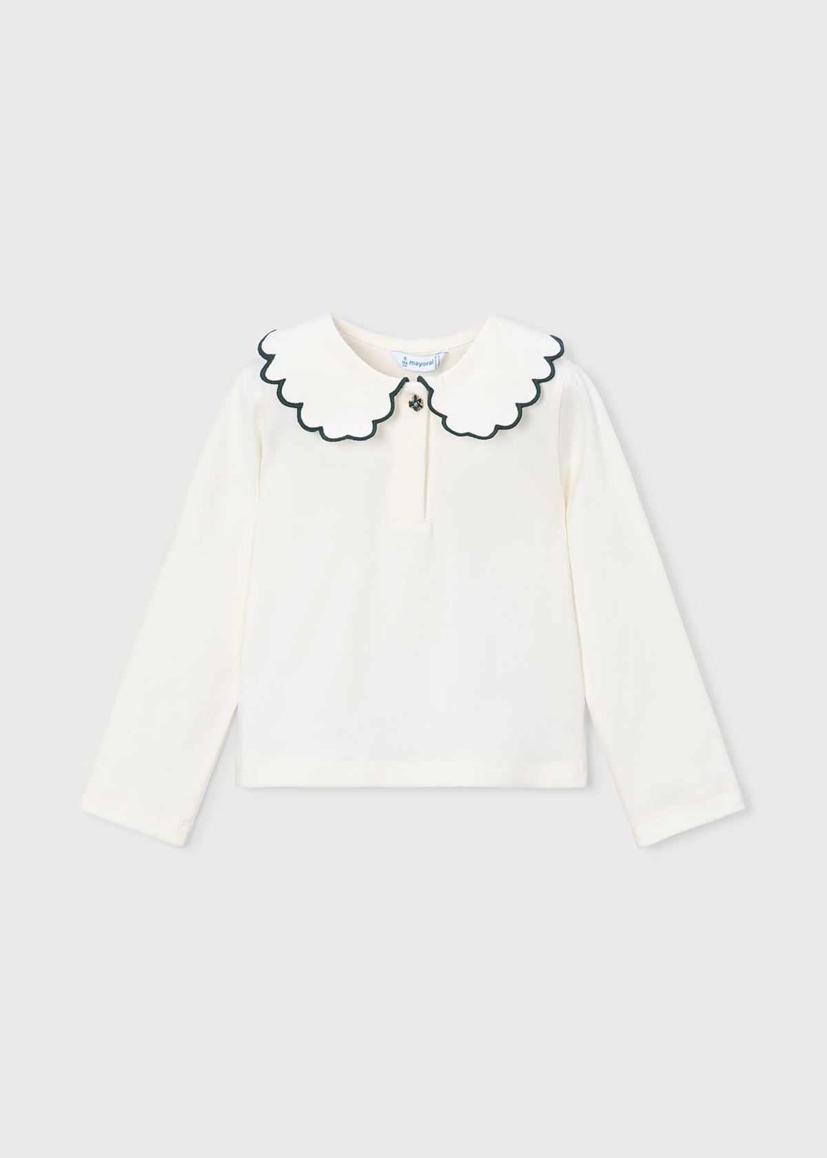 Basic girls' polo shirt with a Peter Pan collar