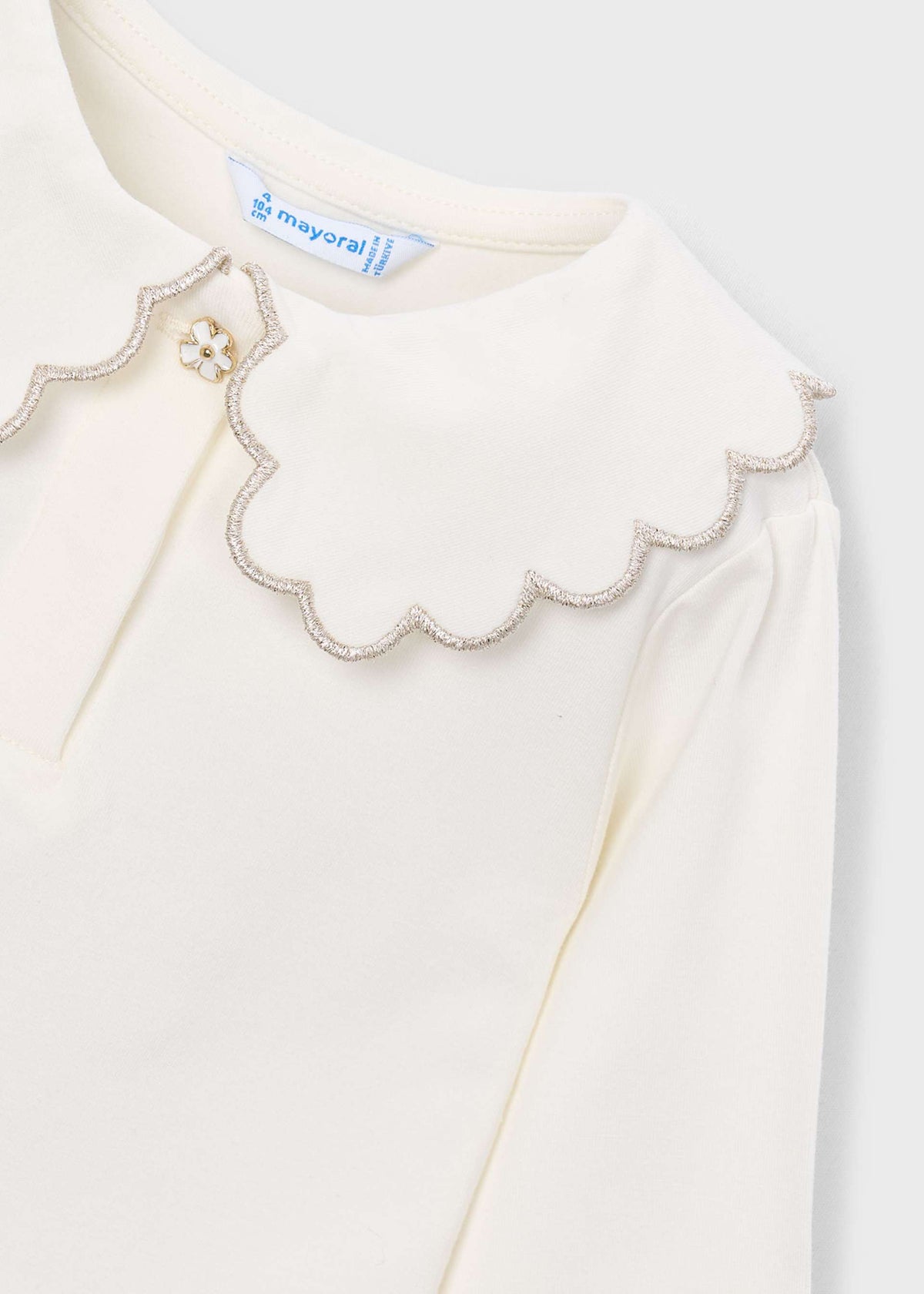 Basic girls' polo shirt with a Peter Pan collar