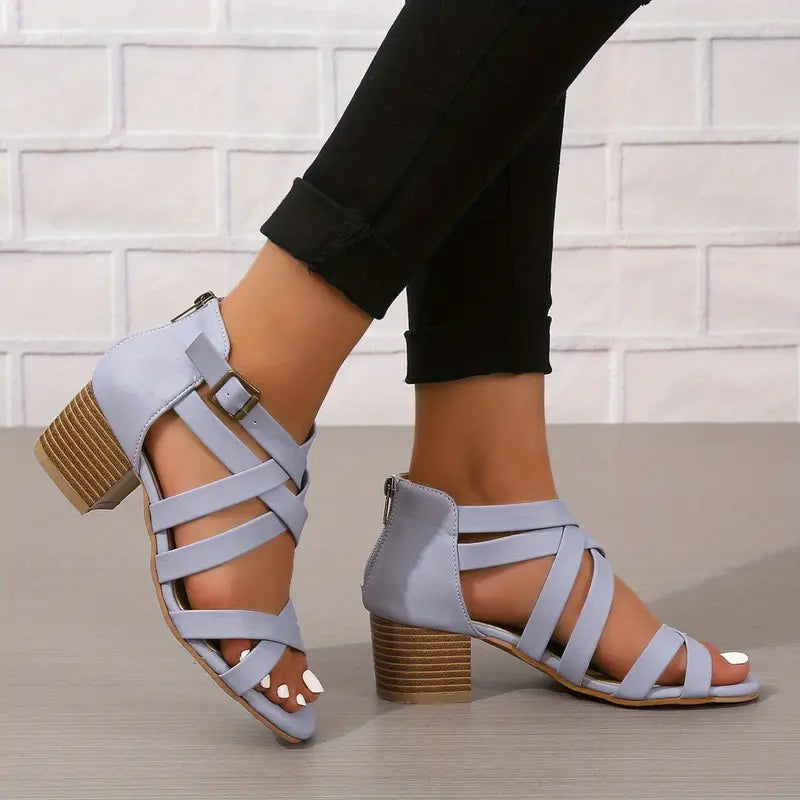 🔥Letzte Tagesaktion 50 % RABATT - Retro-Sandalen mit gestapeltem Absatz und orthopädischem Fußbett für Damen