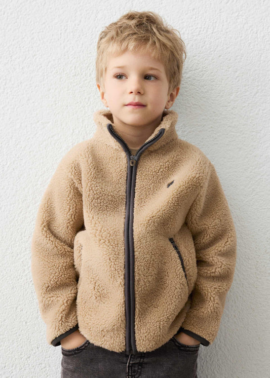 Boy sheepskin zip-up jacket