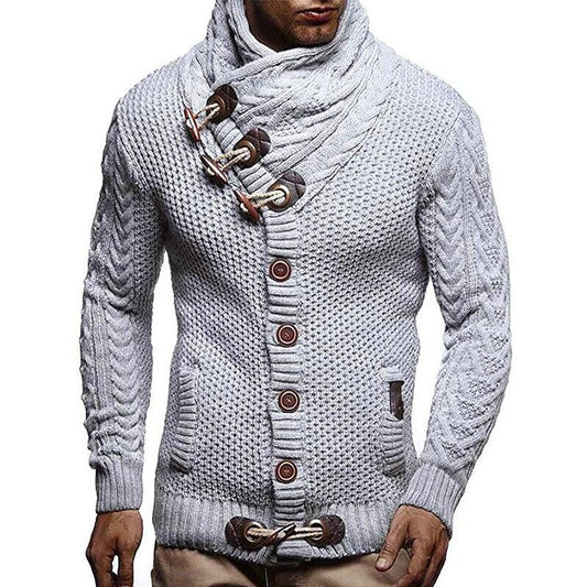 Herren Vintage Schalkragen Knopf Strickjacke Pullover