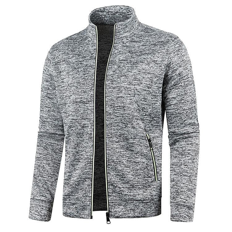 Herren Stehkragen Cardigan Langarm Dünner Fleece-Pullover