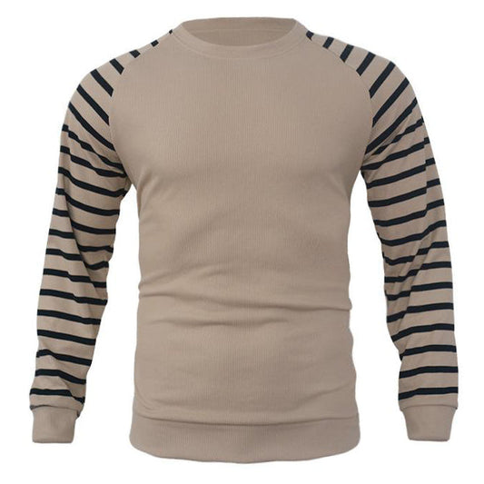 Herren Waffelmuster Patchwork Pullover Raglanärmel Sweatshirt