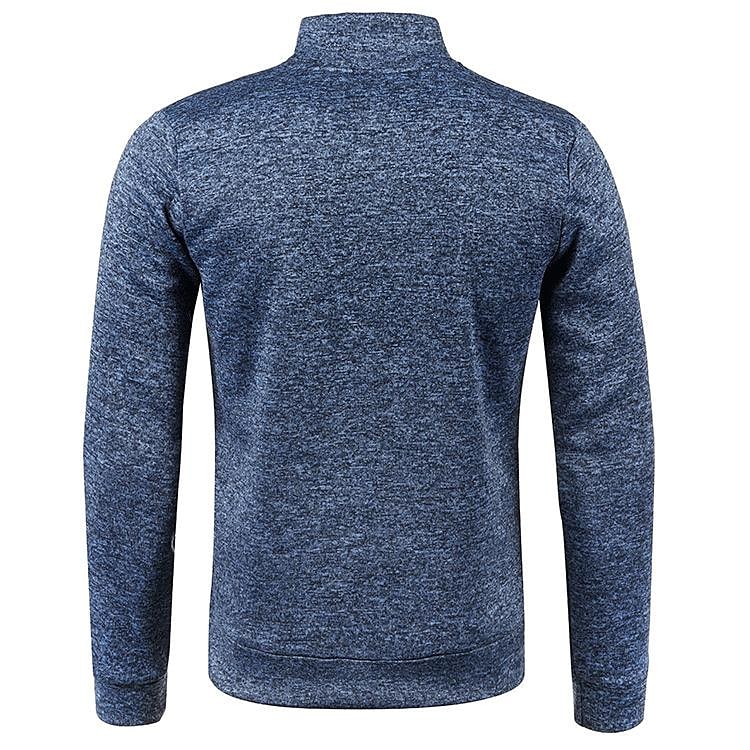Men's Stand Collar Half Zip Long Sleeve Thin Fleece Sweater
