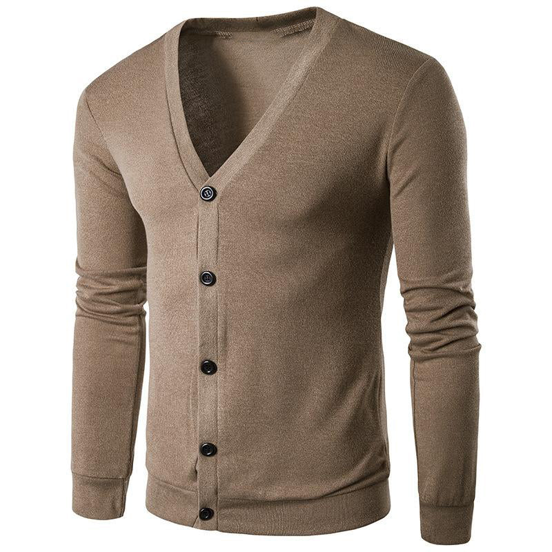 Herren Strickcardigan mit V-Ausschnitt und Unifarbe
