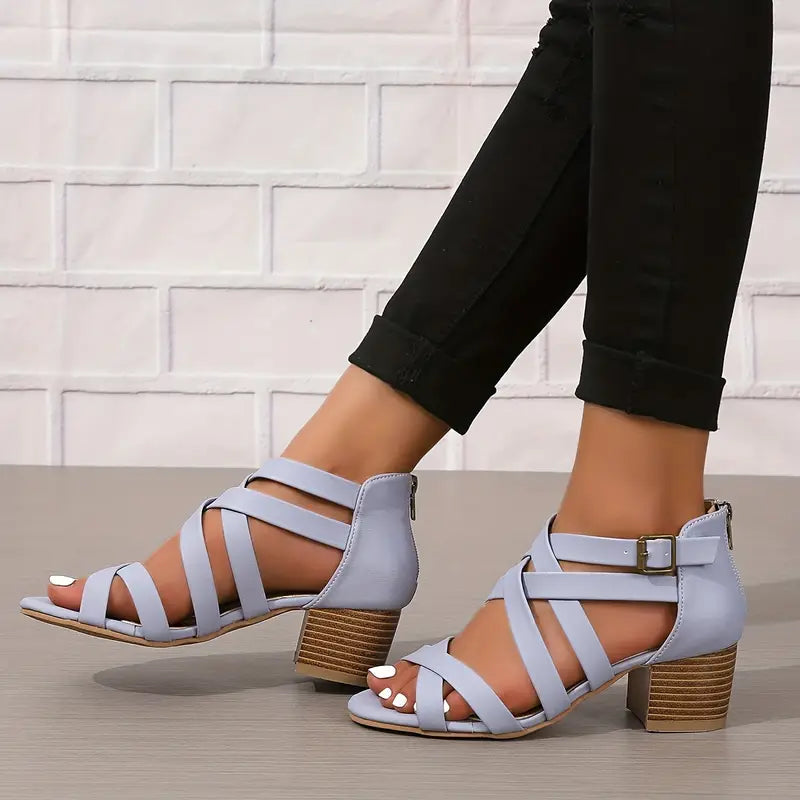 🔥Letzte Tagesaktion 50 % RABATT - Retro-Sandalen mit gestapeltem Absatz und orthopädischem Fußbett für Damen