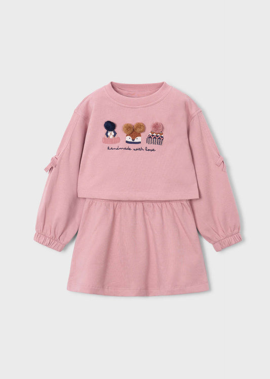 Embroidered fleece dress for girls