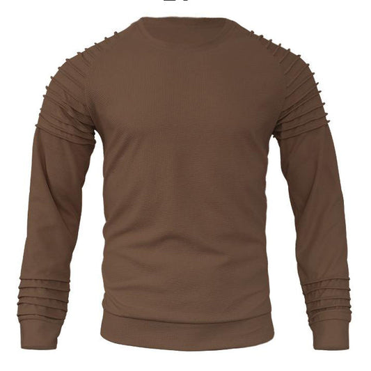 Herren-Sweatshirt mit Waffelmuster, Patchwork, Rundhalsausschnitt und Raglanärmeln