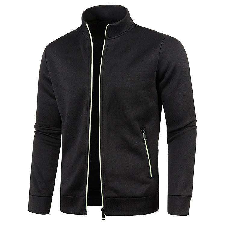 Herren Stehkragen Cardigan Langarm Dünner Fleece-Pullover
