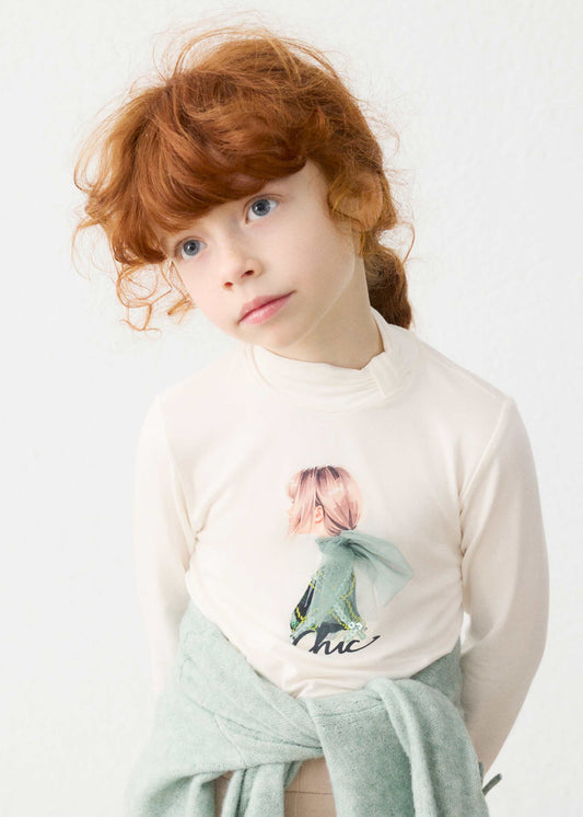 T-Shirt mit Grafik-Print und Stehkragen
