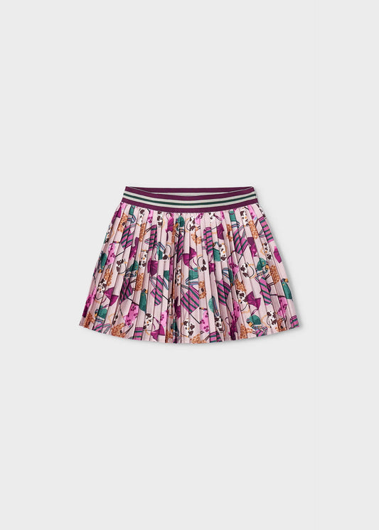Girl print pleated skirt