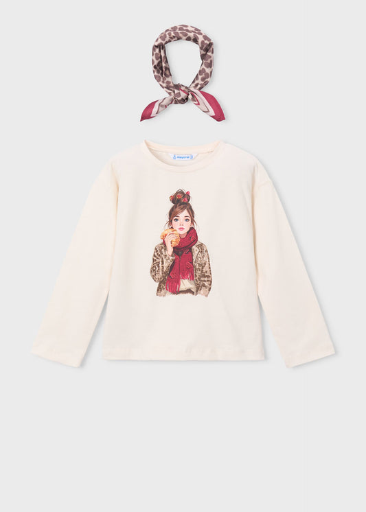 Mädchen-T-Shirt mit Schal