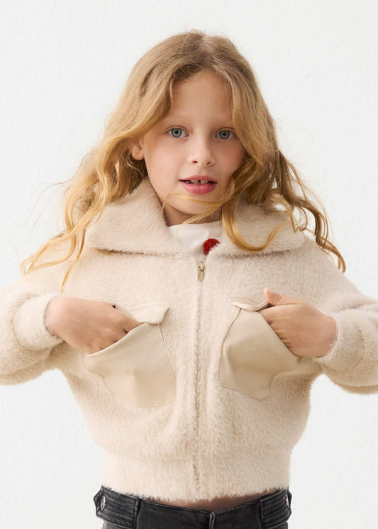Girl zip-up knit jacket