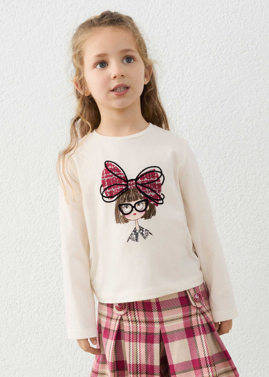 Girls' bow-tie T-shirt