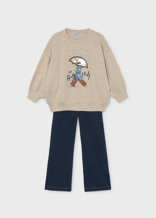 Girls' flare leggings and sweatshirt set