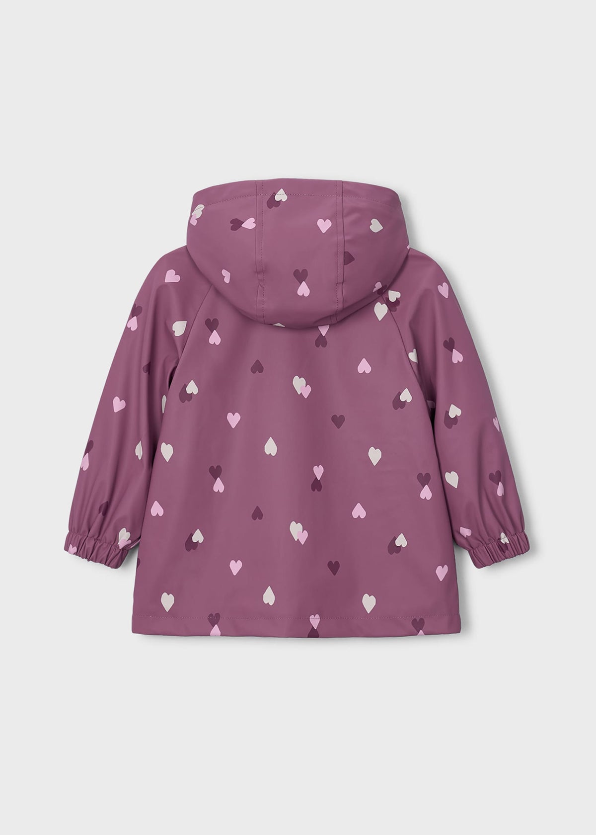 Girls' hooded rain jacket with fur trim