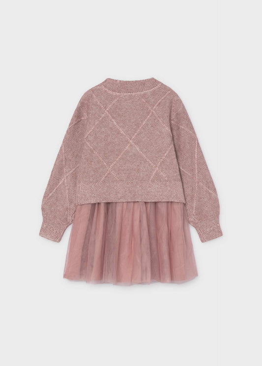 Girls' knitted dress with bows