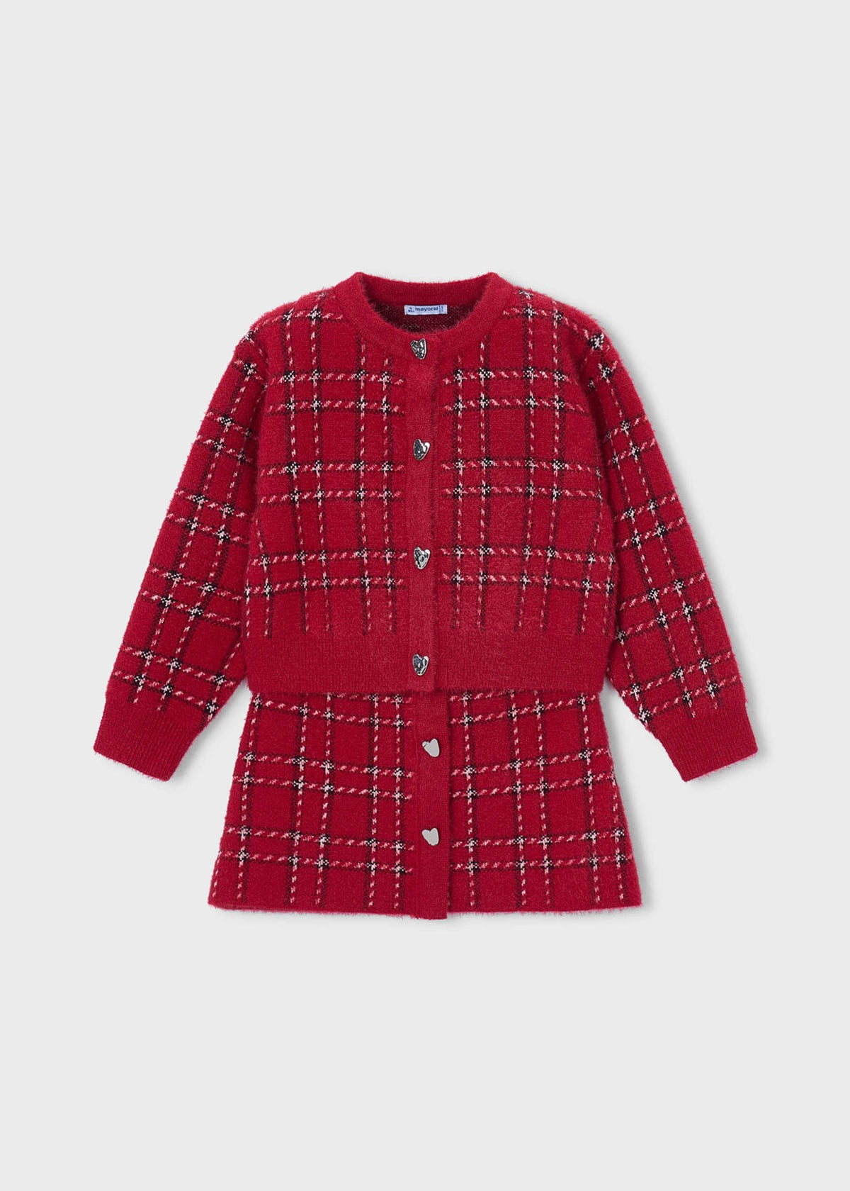 Girls' knitted skirt and cardigan set