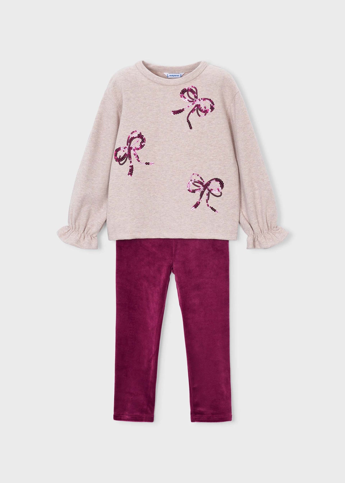 Mädchen-Leggings und Hoodie-Set mit Schleifen