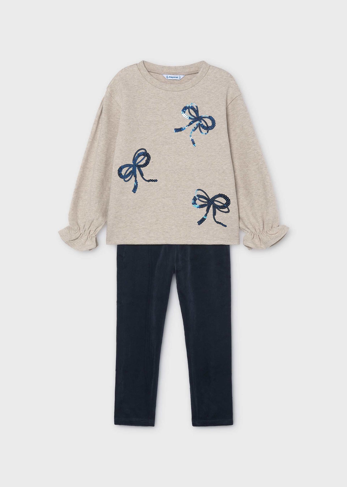 Girls' leggings and hoodie set with bows