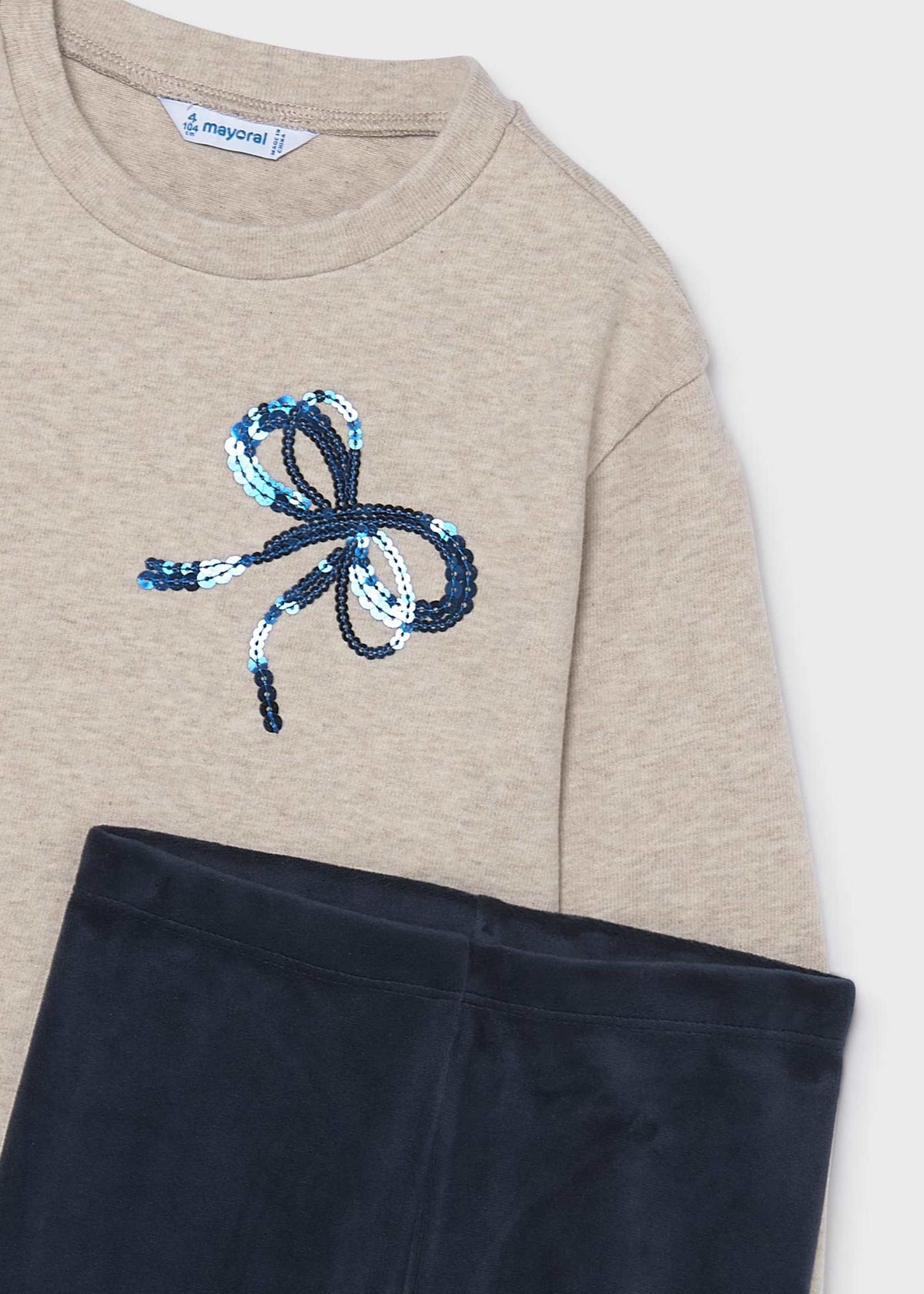Girls' leggings and hoodie set with bows