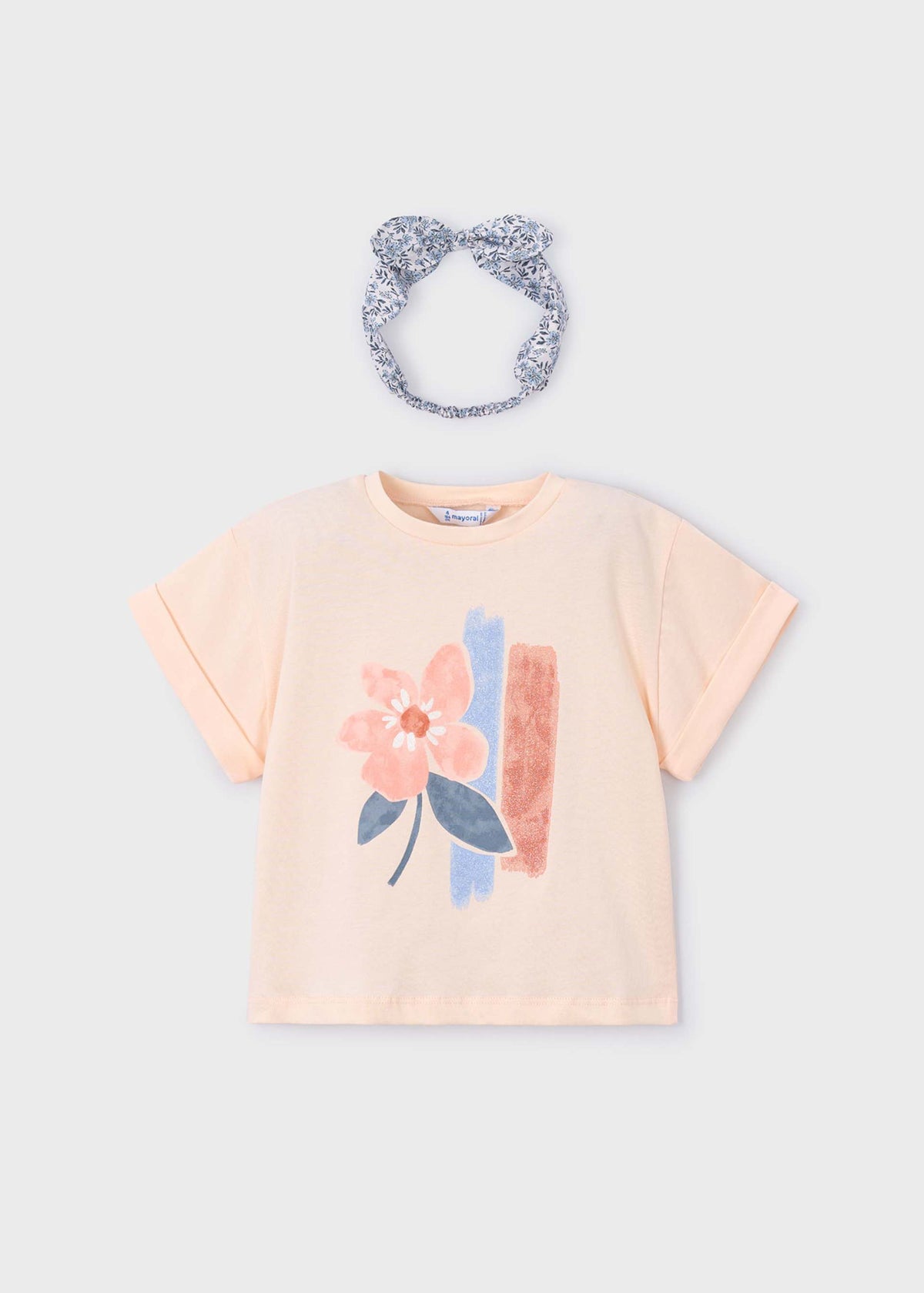Girls' printed T-shirt with scrunchie
