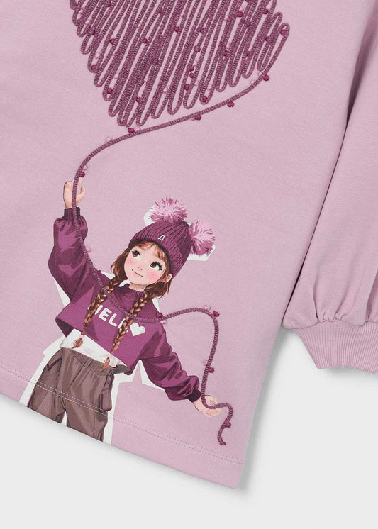 Girls' screen-printed sweatshirt dress