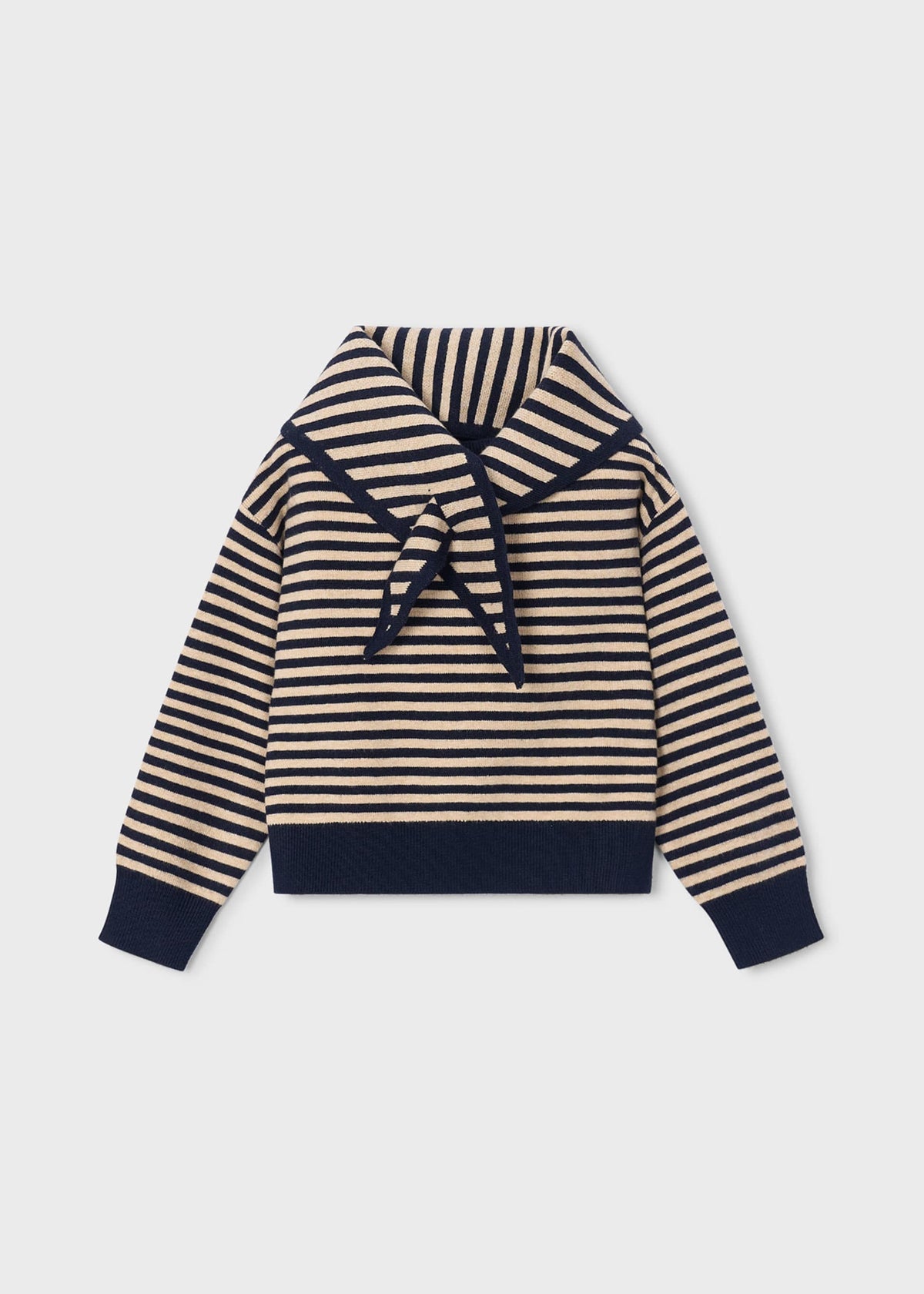 Girls' striped jumper with a scarf