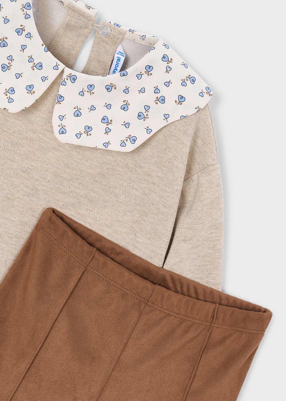 Girls' suede-effect leggings and blouse set