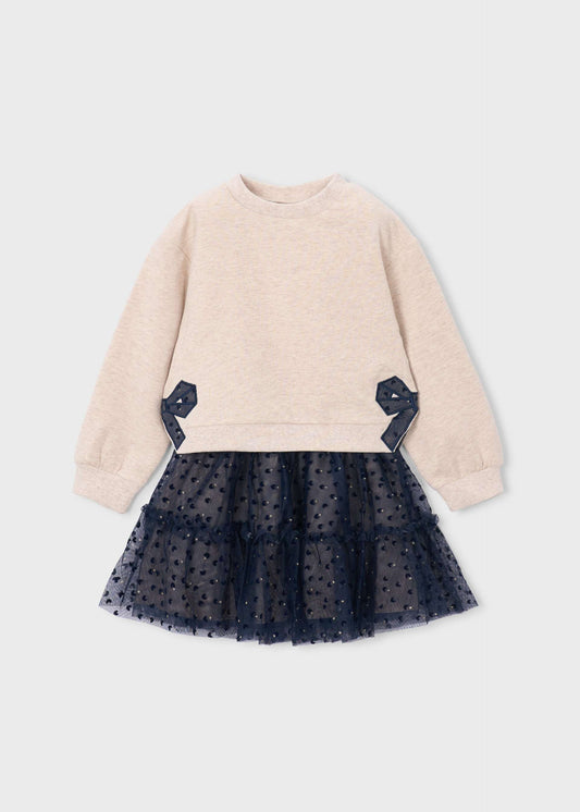 Girls' tulle skirt and sweatshirt set