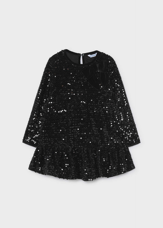 Girl Velvet sequined bow dress