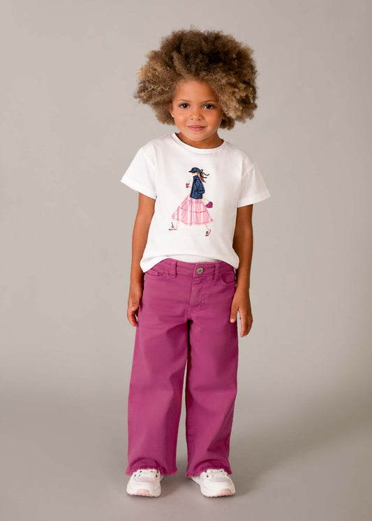 Mädchenhose mit weitem Bein aus Twill