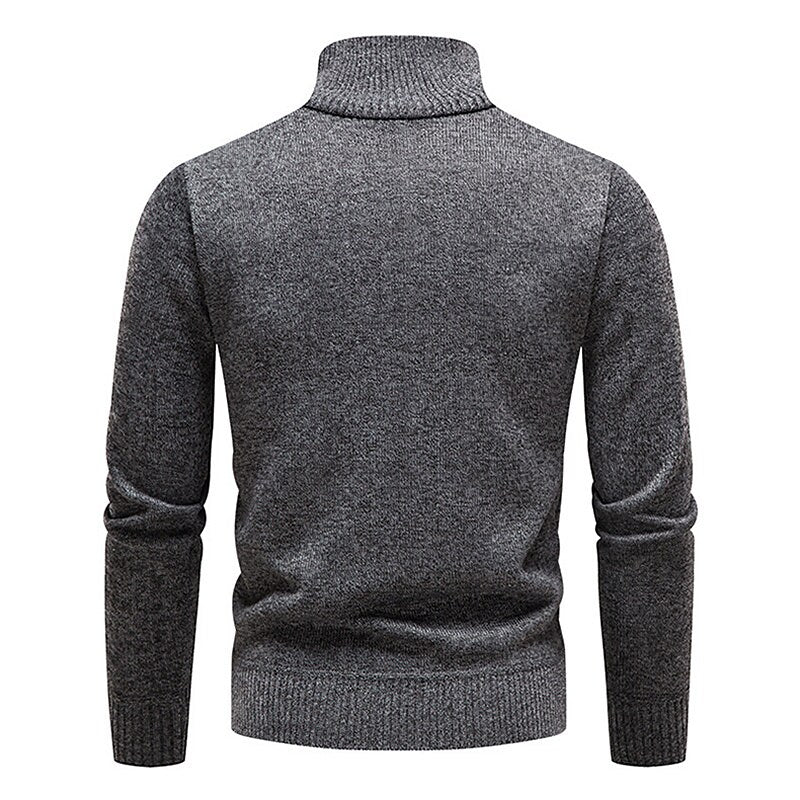 Herren Stehkragen Color Block Fleece-Pullover mit halbem Reißverschluss