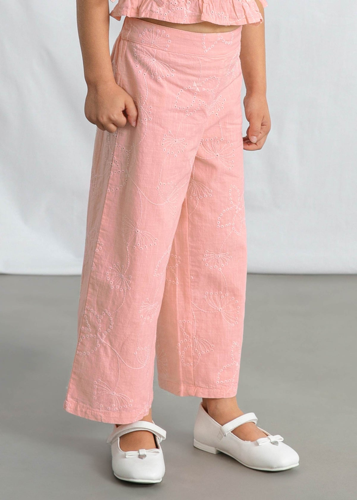 Long pants and gathered top set for girls