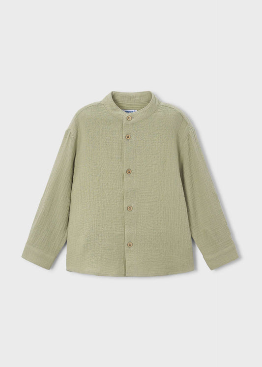 Long-sleeved bambula shirt with mandarin collar for boys